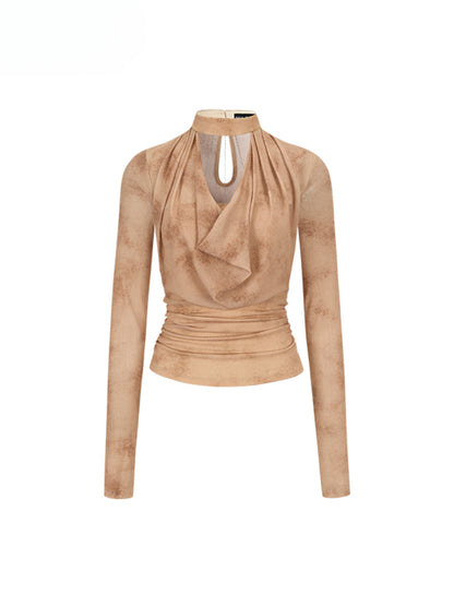 Chain Halter Draped Neck Fitted T-shirt - CHINASQUAD