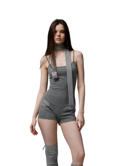 Polka Dot Stripe Jumpsuit Set - CHINASQUAD