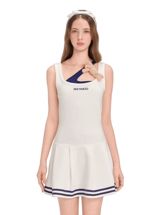 Cutout Pleated Cami Dress