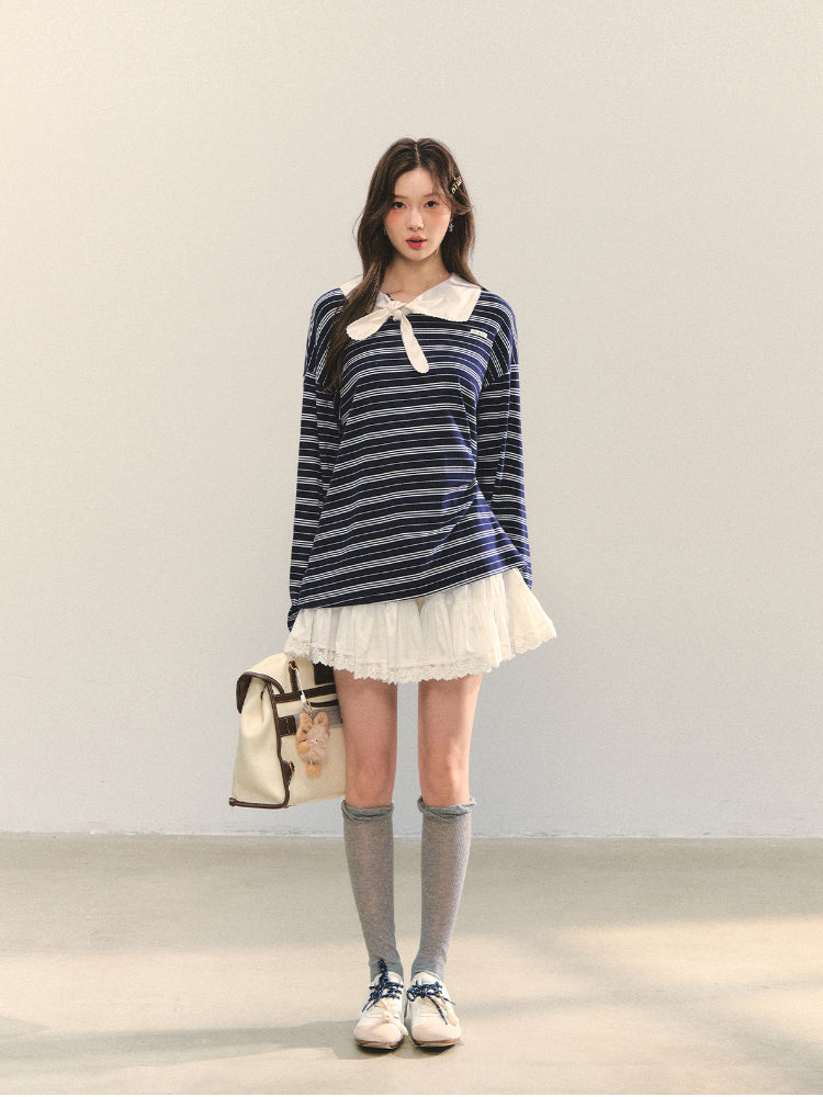Bow Tie Stripe Long-Sleeve T-Shirt - CHINASQUAD