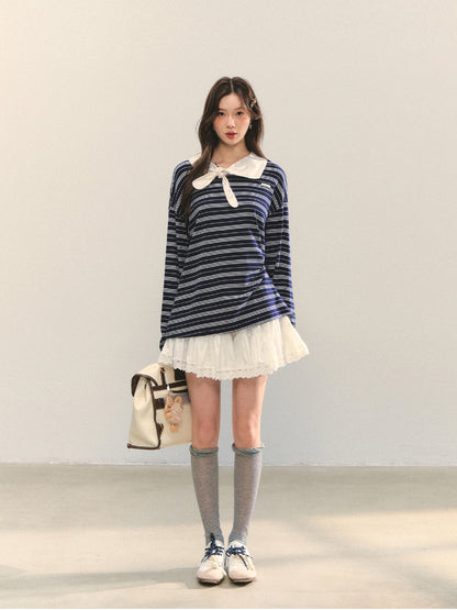 Bow Tie Stripe Long-Sleeve T-Shirt - CHINASQUAD