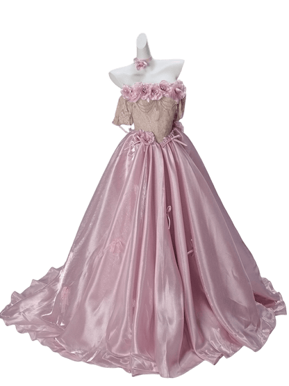 Elegant Lotus Pink Couture Gown