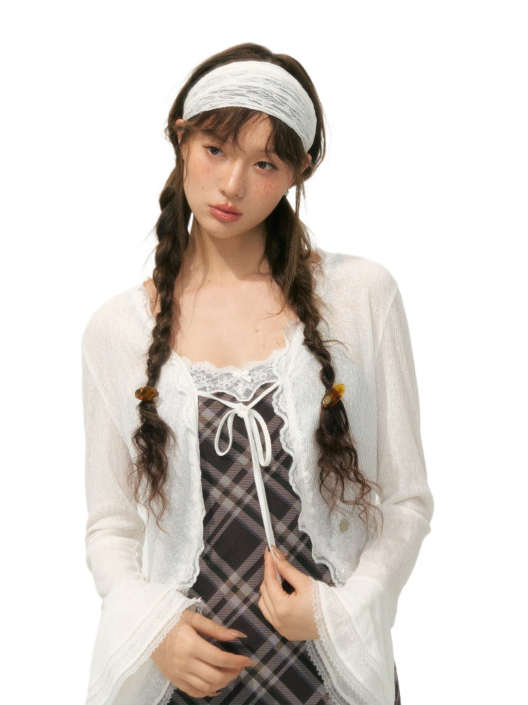 Lace-Edge Lightweight Cardigan
