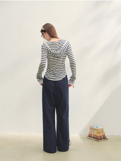 Hollow Embroidery Tie-up Casual Pants - CHINASQUAD
