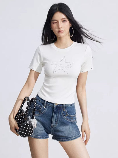 Studded Classic Denim Shorts