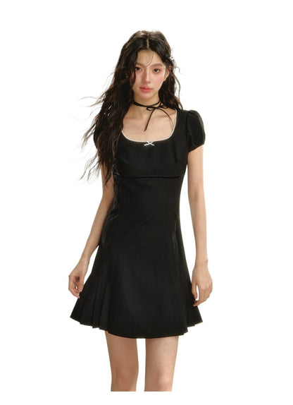 Square Neck Pleated Dress