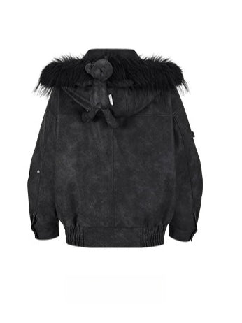 Detachable Fur Collar PU Padded Jacket
