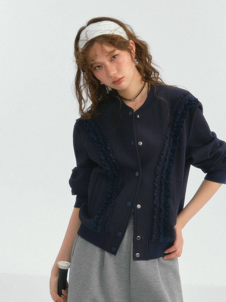 Lace Trim Baseball Jacket