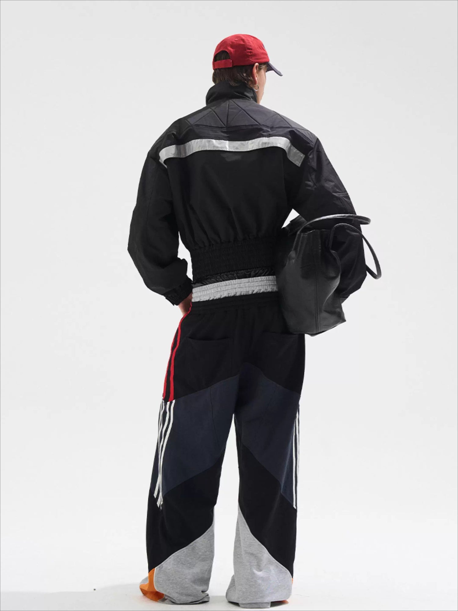 Reflective Trim Stand-Collar Oversized Jacket