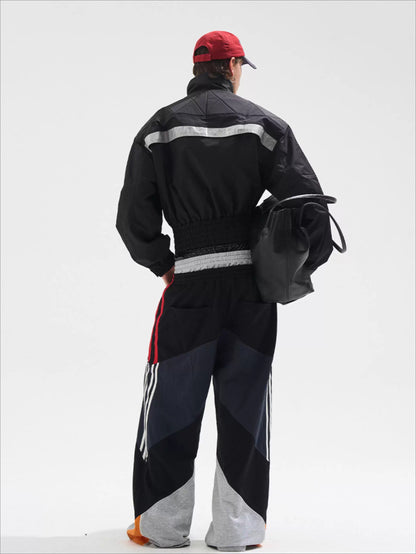 Reflective Trim Stand-Collar Oversized Jacket