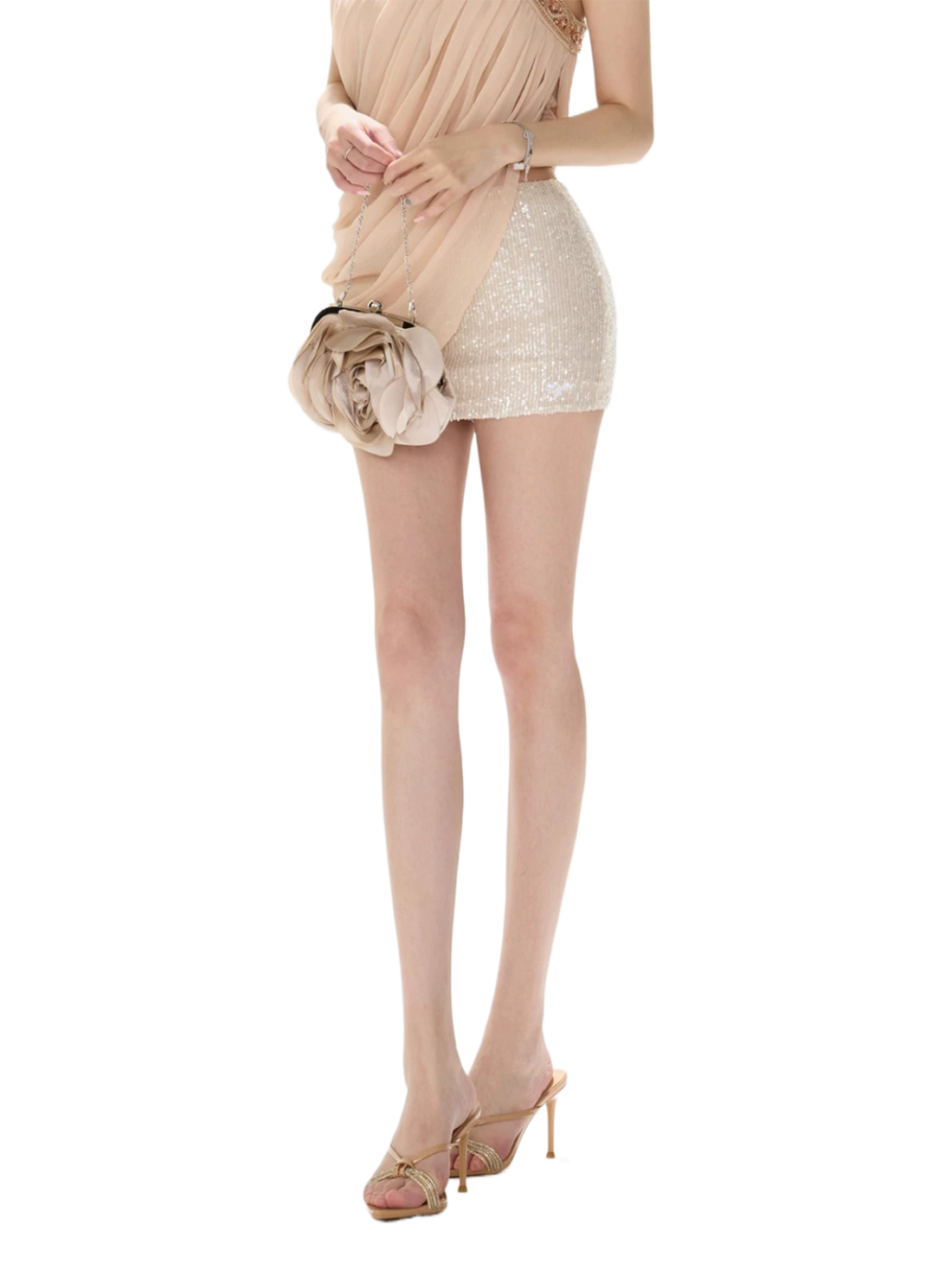 Shimmering Sequin Embroidered High-Waist Bodycon Mini Skirt