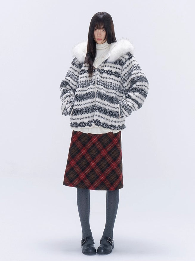 Detachable Faux Fur Collar Hooded Jacket