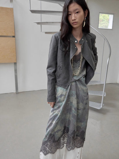Vintage Cracked Leather Moto Jacket