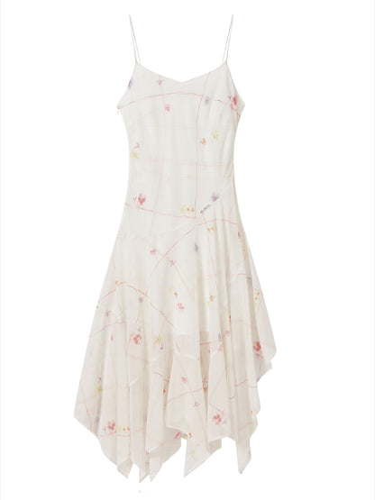 Irregular Floral Chiffon Dress