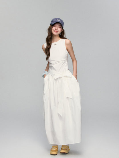 Sleeveless Tie-Waist A-Line Sundress - CHINASQUAD