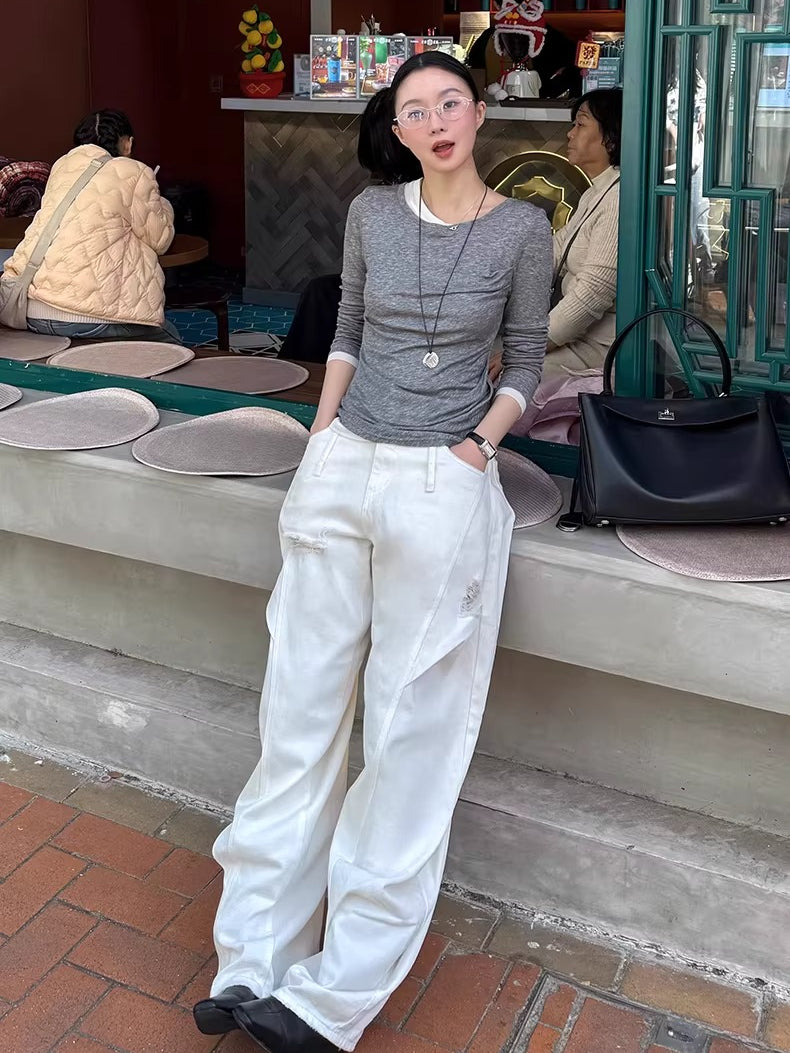 Washed Ripped Balloon-Fit Denim Jeans