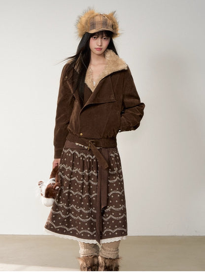 Original Suede Shearling Moto Oversized Lapel Jacket