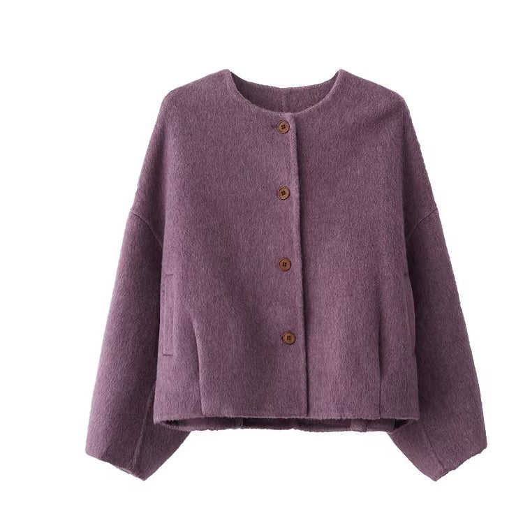 Relaxed-Fit Cropped Double-Faced Wool Jacket