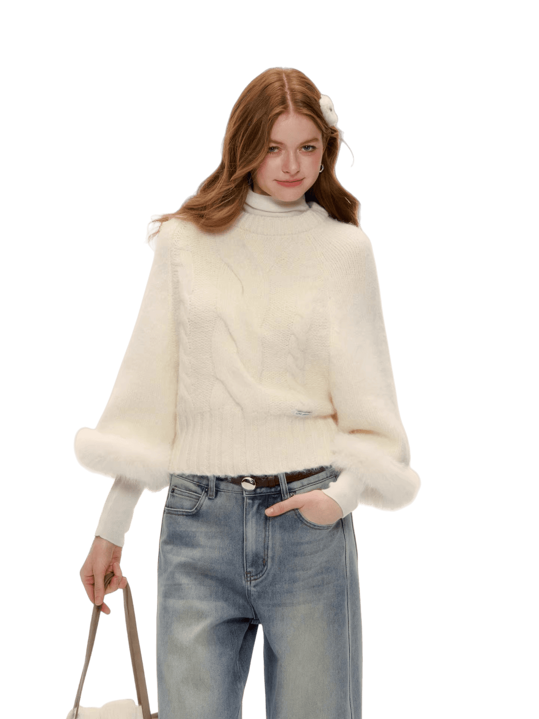 Wool-Blend Cable-Knit Batwing Scarf Sweater