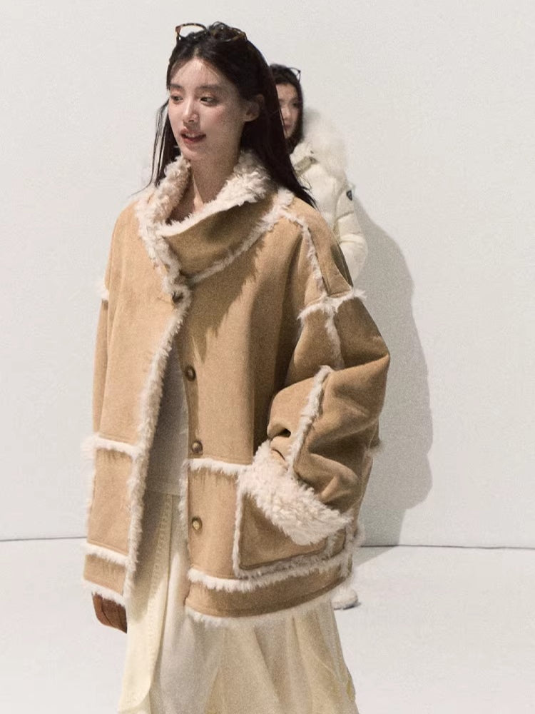 Faux Shearling Suede Jacket &amp; Vest