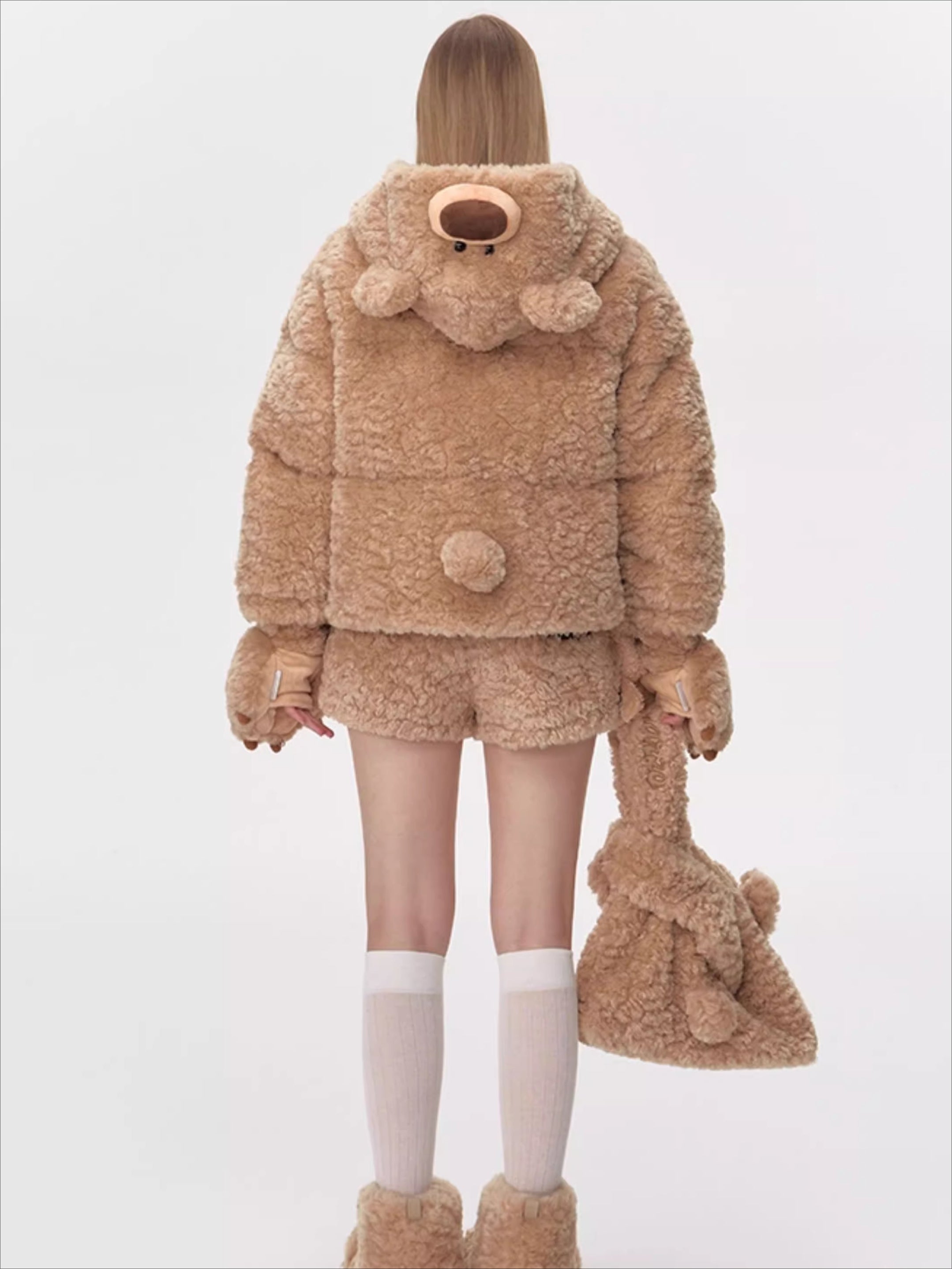 Convertible Plush Teddy Down Jacket