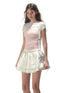 Contrast Color Fake Two-piece Mesh Lace Short-sleeve T-shirt - CHINASQUAD