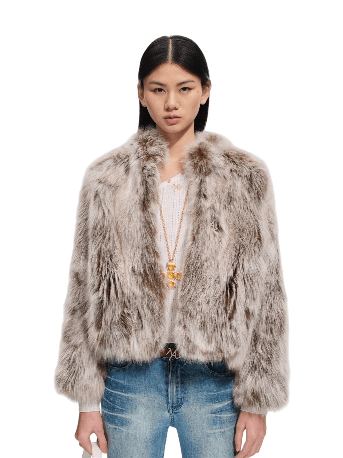 Fox Fur Stand-Collar Jacket