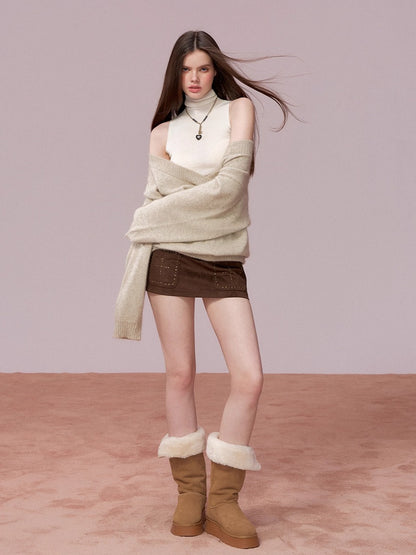 Wool Deep V-Neck Oversized Sweater