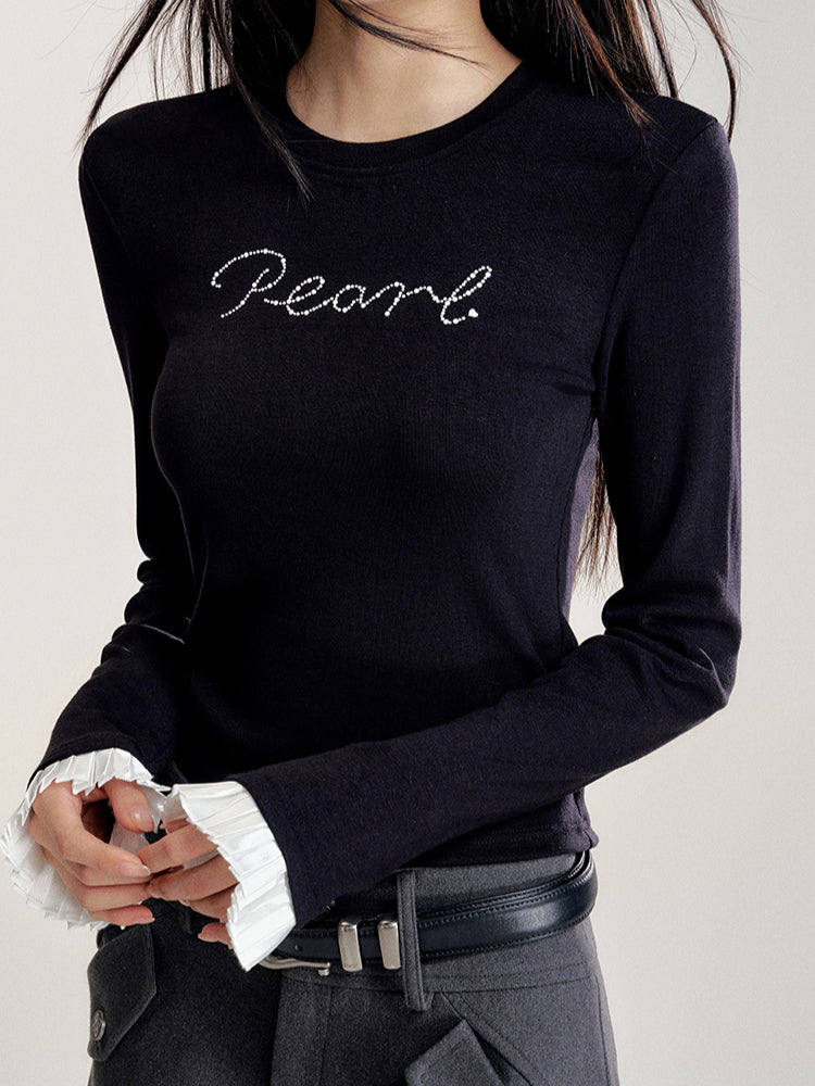 Lace-Trim Long-Sleeve T-Shirt