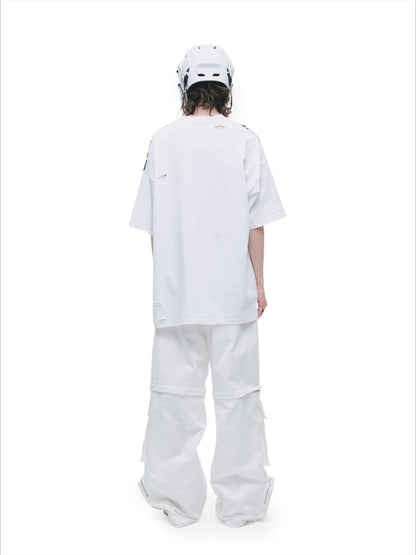 Distressed Laser-Burn Graphic Oversized T-Shirt