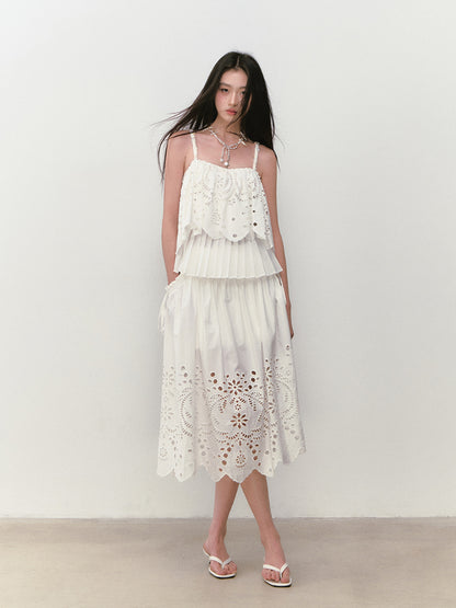 3D Hollow Embroidered Sleeveless T-shirt