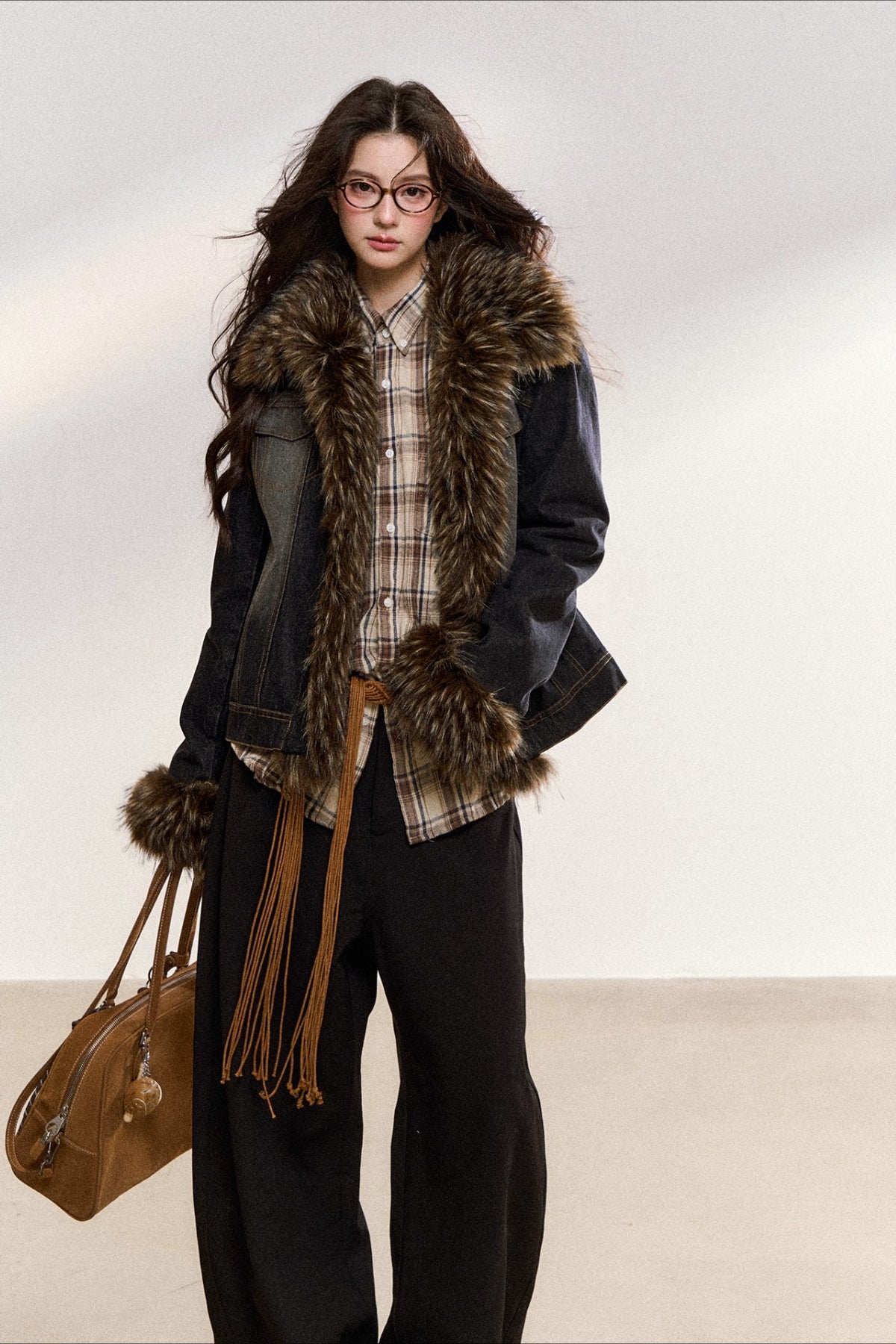 Faux Fur Trim Denim Jacket