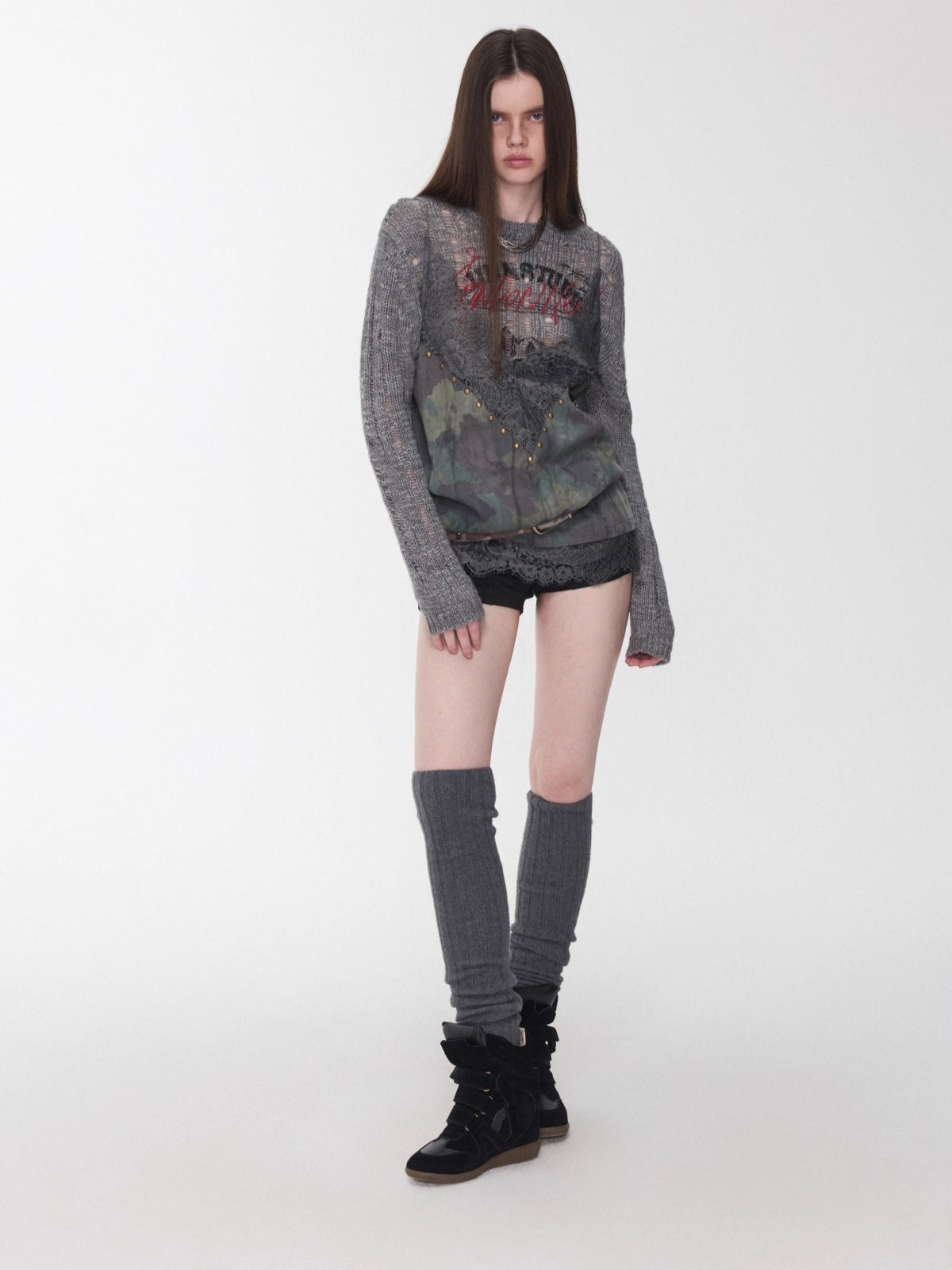 Icelandic Animal Pattern Open-Knit Sweater