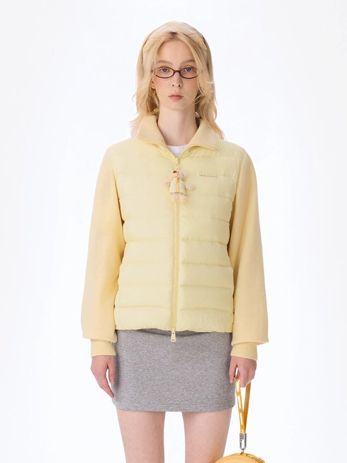 Knit Panel Plush Doll Down Jacket