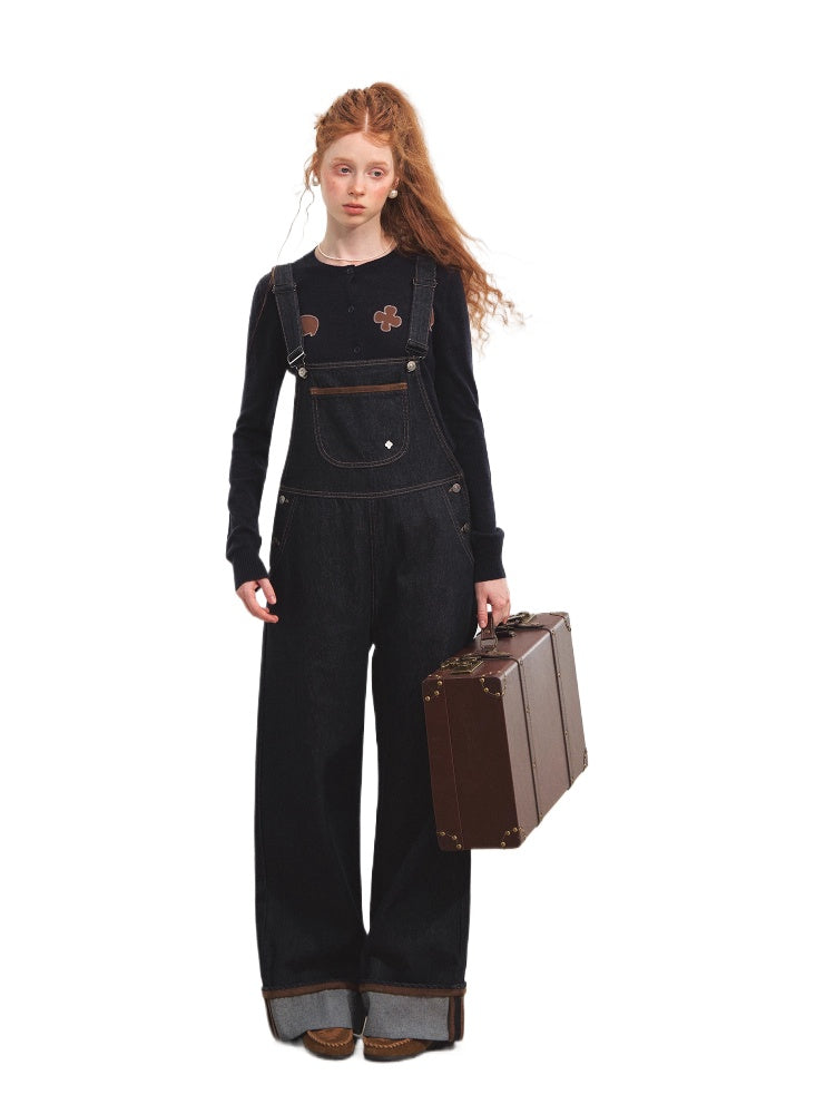 Raw Denim Cuffed Overalls