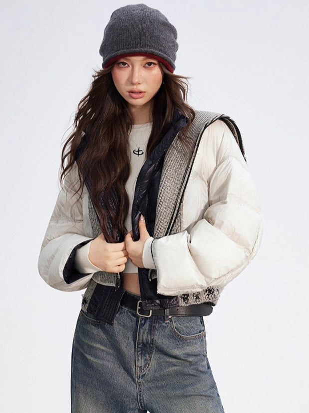 Reversible Knit Lapel Down Jacket