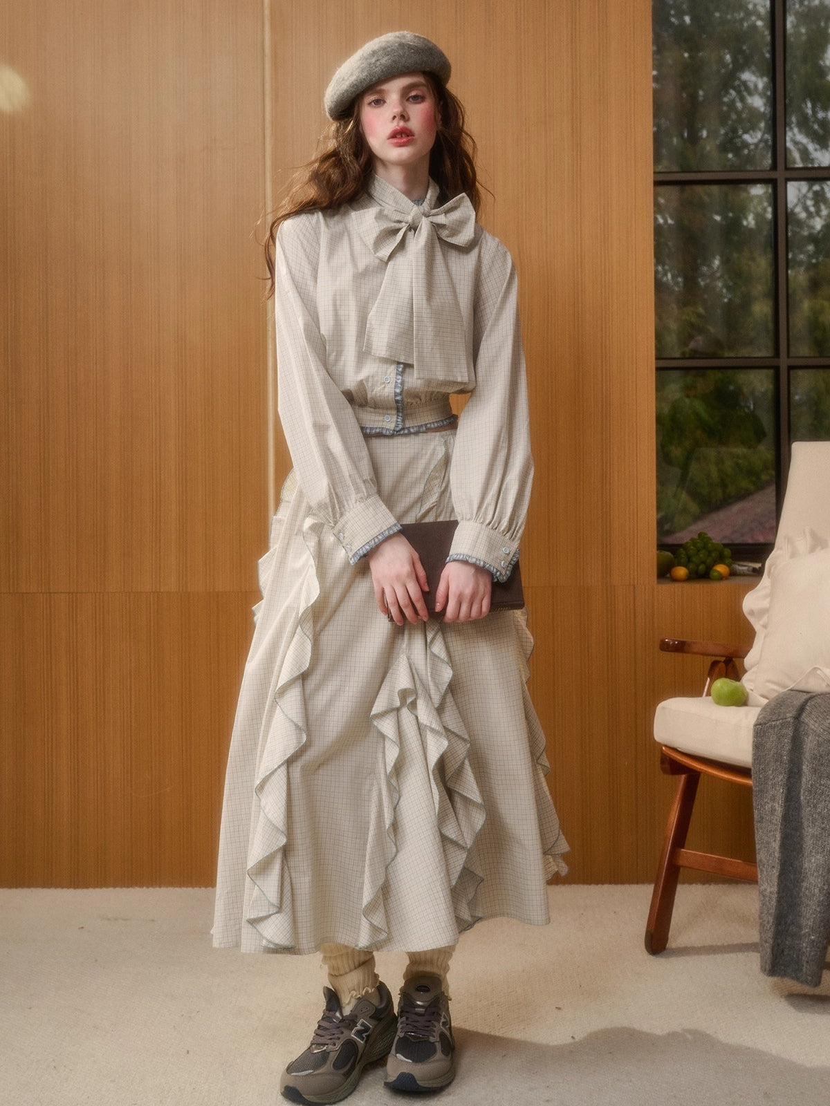 Organic Cotton Gingham Blouse Set