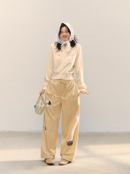 Fun Dog Print High-Waist Pants