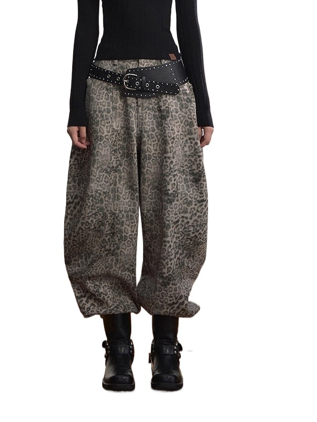 Leopard Print Relaxed Denim Jeans