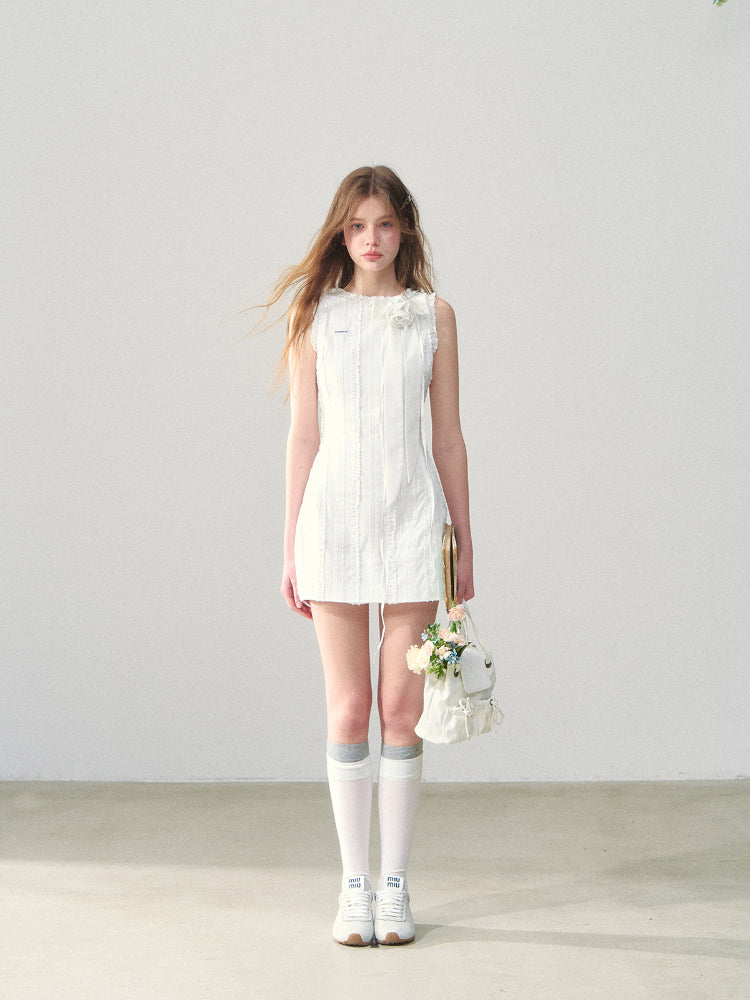 Vertical Striped Lace Dress