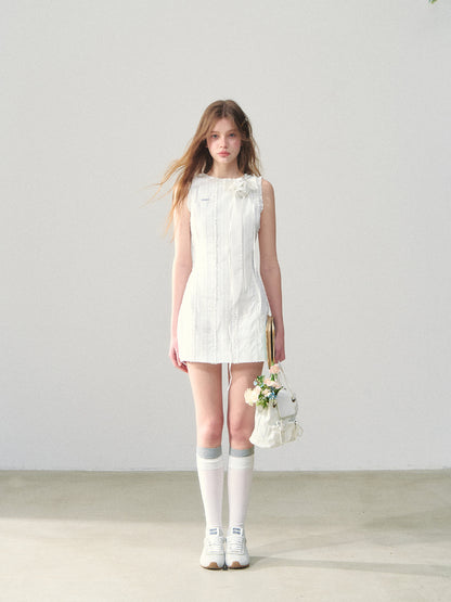 Vertical Striped Lace Dress