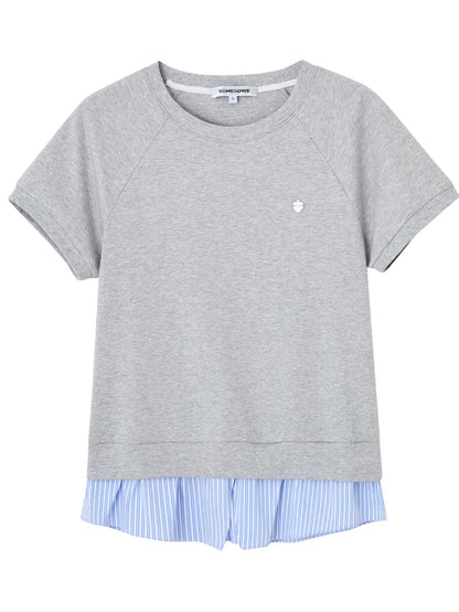 Stripe Patchwork Raglan Sleeve T-shirt