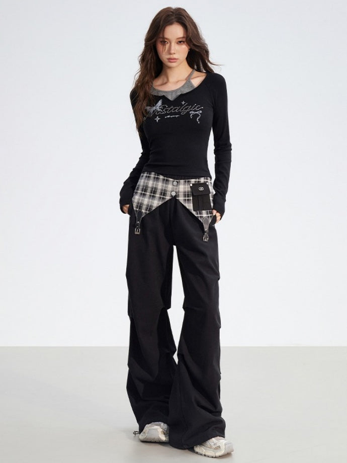 Detachable Plaid Utility Cotton Pants