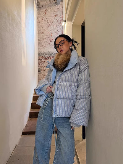 Spray-Dyed Panelled Down Jacket