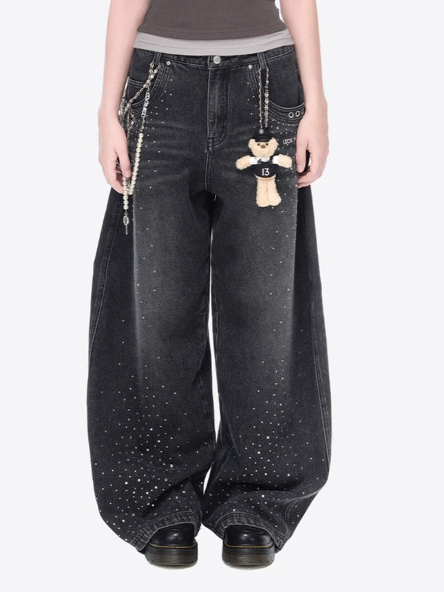 Vintage Curved-Leg Denim Jeans