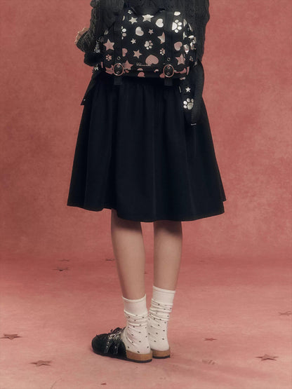 Vintage Washed Denim Utility Midi Skirt