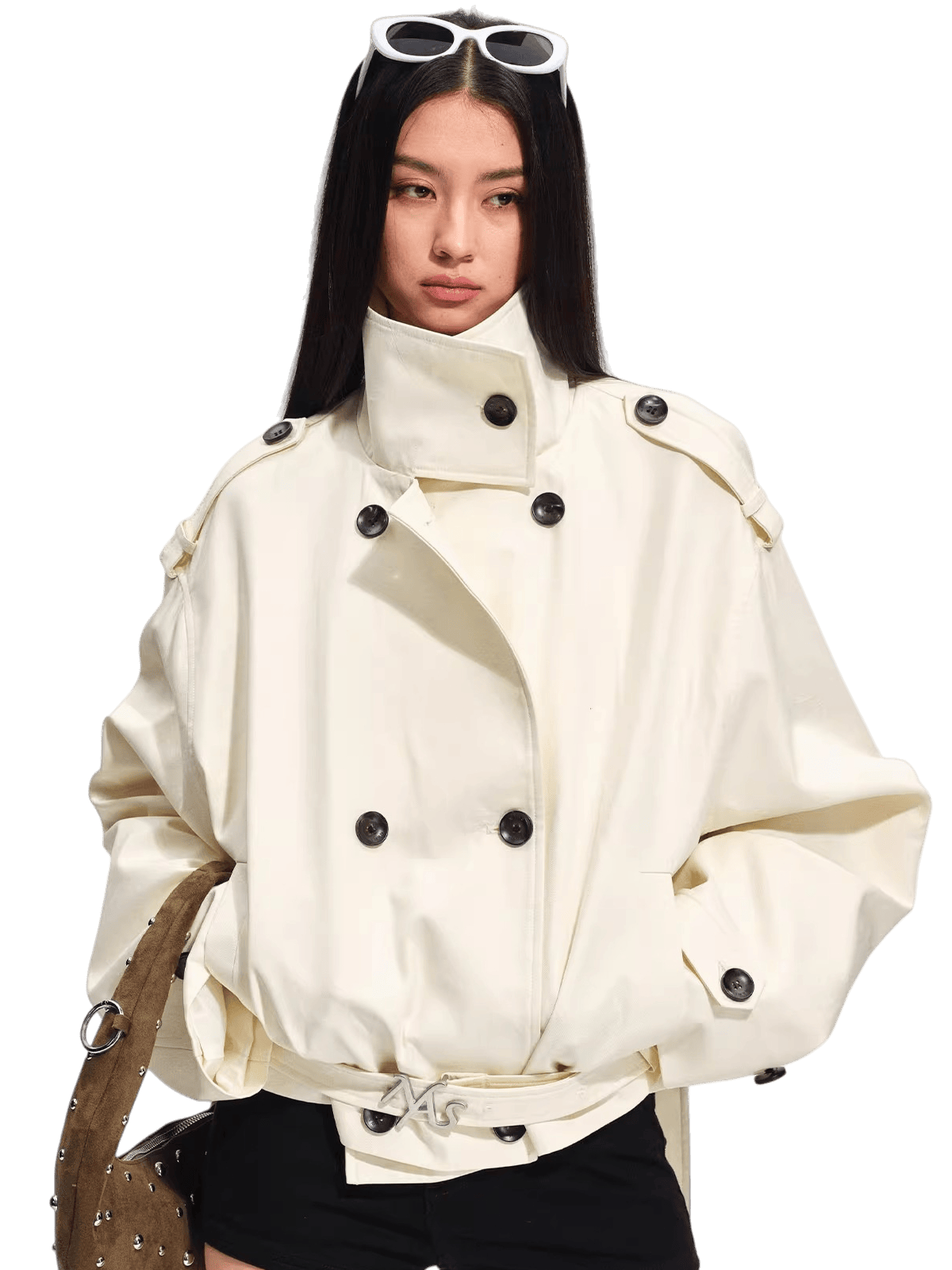 Washed Cotton-Tencel Moto-Style Short Jacket