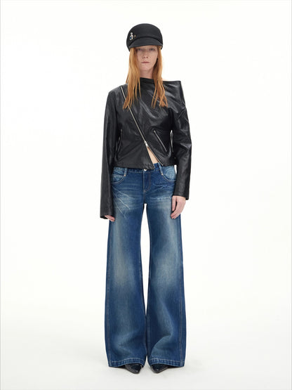 Vintage Lightning Wash Straight-Leg Jeans