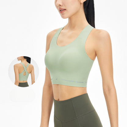 Cross-back Shoulder Straps with Extended Hem Yoga Sports Bra