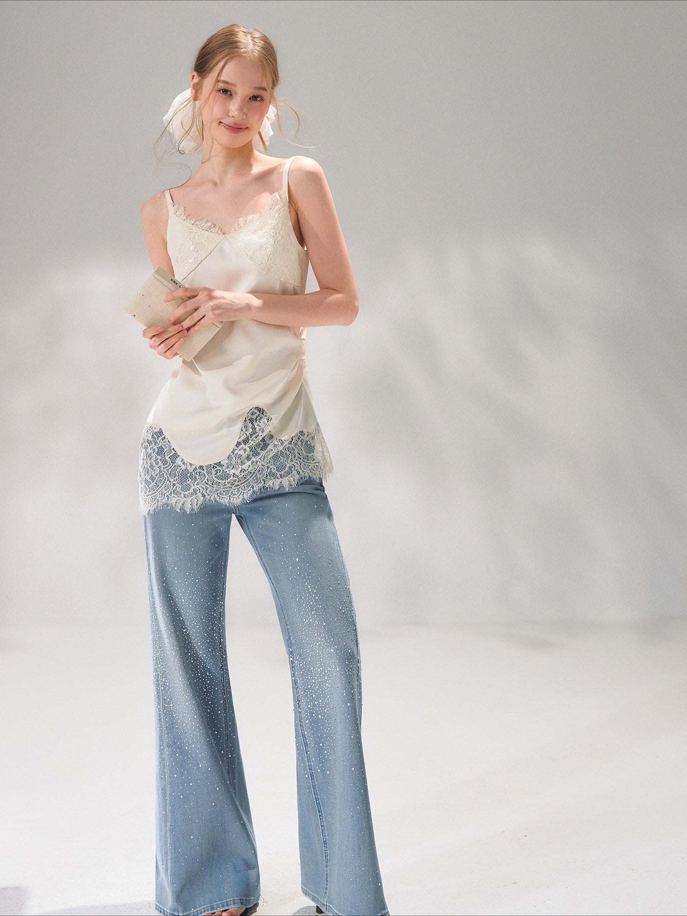 Asymmetric Lace-Trim Satin Camisole – CHINASQUAD